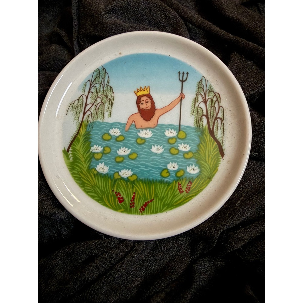 Furstenberg W Germany king frog Painted Porcelain Saucer Coin Dish Wall Plate